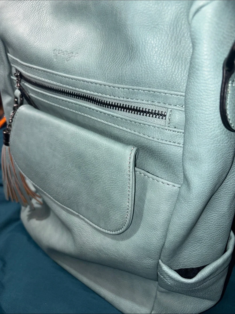 NWT OPAGE Tassel Backpack Purse set  Light Blue Women’s Backpack Tassel Accent